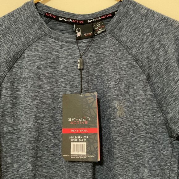 SPYDER Mens Soft Sueded Jersey Active Top Navy and Black Size S - Picture 2 of 5